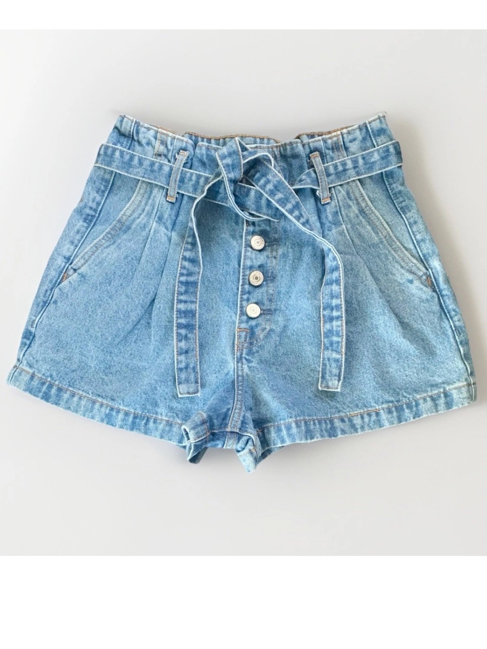 ABERCROMBIE & FITCH Denim Jean Short Paperbag Waist Button Fly Natural Rise 0/25